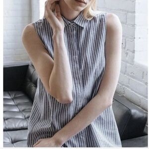 Tradlands Soleil Shirt Dress in Chambray Stripe